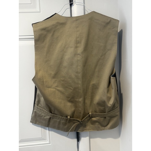 Vintage Faconnable Men's Brown Calf Nubuck Vest Denim Lined Button Front XL - Picture 3 of 5